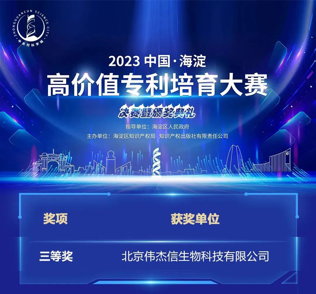 喜報！偉杰信榮獲2023中國·海淀高價值專利培育大賽決賽三等獎
